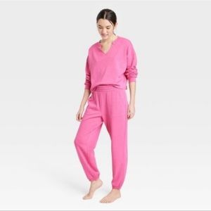 NWOT Colsie Fleece Lounge Set- Heathered Pink (size M)